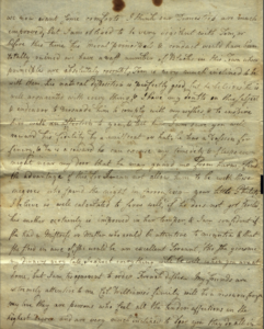 A handwritten letter from Susan Niemcewicz to her husband, describing Tom, a man whom she enslaved, and his relationship with free Black people in Elizabethtown.